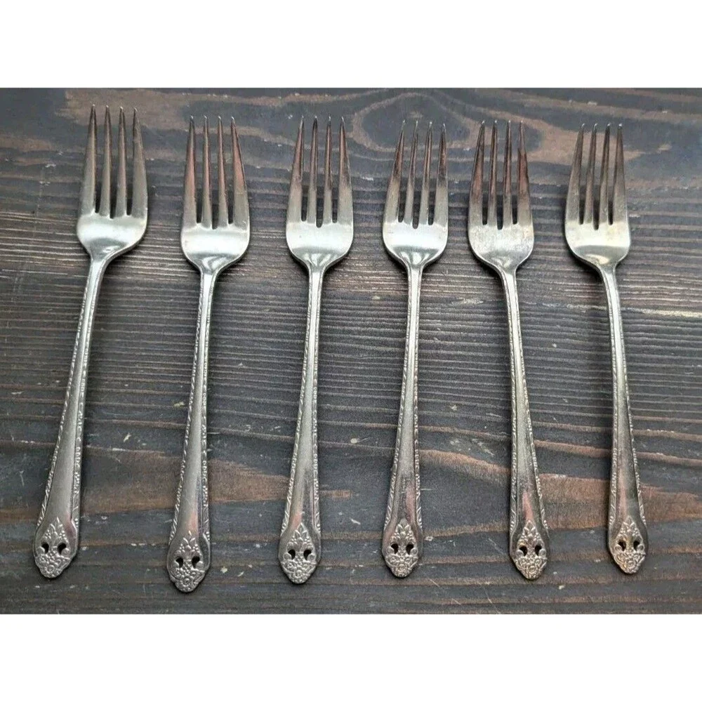 LOVELY LADY Pattern HOLMES & EDWARDS Silver-plate 6x Forks Flatware